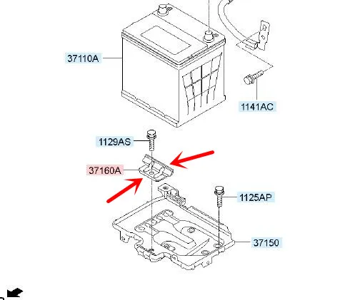 Батарея удерживает 371602D000 для HYUNDAI IX35 ELANTRA XD для KIA CERATO SPORTAGE TUCSON SPECTRA