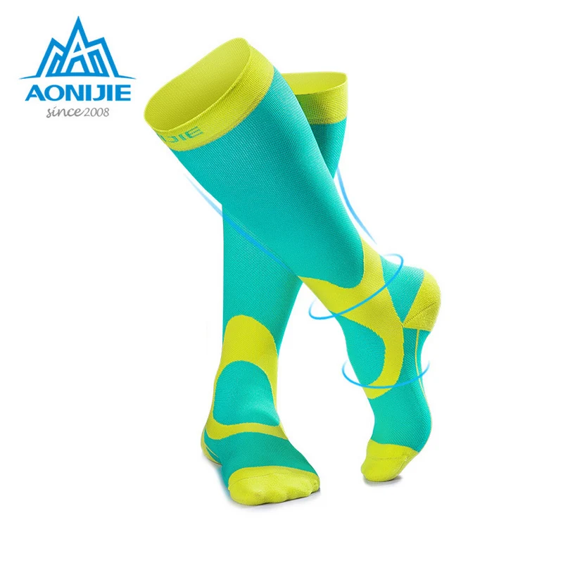 Beste Aonijie E4069 Mannen Vrouwen Hoge Compressie Sokken Atletische Fit Voor Running Voetbal Fietsen Verpleegkundigen Shin Spalken Sport Oudtoor