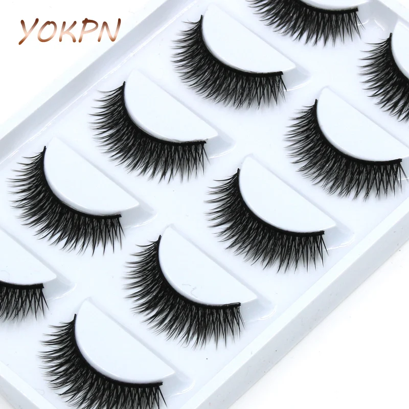 

YOKPN Wholesale Short Paragraph Natural False Eyelashes Mounted Cross Thick False Eyelashes High Quality Makeup Fake Eyelashes
