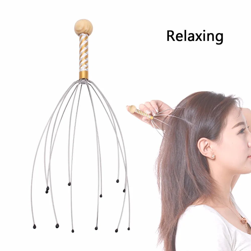 2Pcs Octopus Head Scalp Stainless Wire Massager Neck Stress Relief
