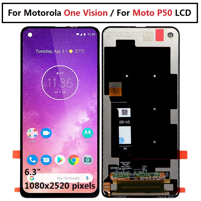 Для Motorola Moto One Vision lcd One Vision дисплей сенсорный экран дигитайзер сборка для Moto P50 lcd xt1970