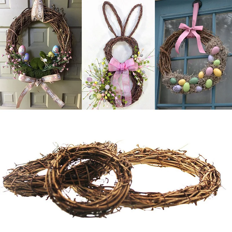 Happy Easter Spring Bunny Floral Garland Wreath Door Wall Decoration 