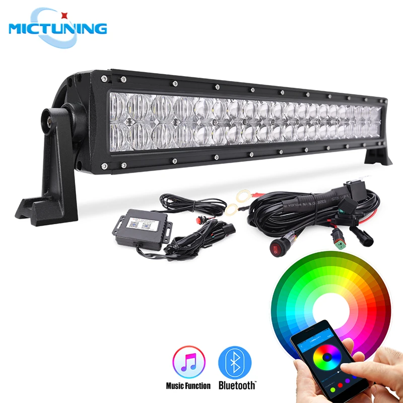 MICTUNING 2" 120 Вт 32" 180 Вт 5D RGB прямой внедорожный 12 В 24 В стробоскоп вспышка лампа Автомобильный светодиодный светильник с Bluetooth App пульт дистанционного управления