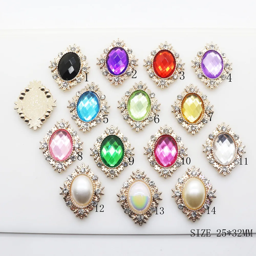 

ZMASEY Sale Price Metal Buttons 10Pcs/Lot 25*32mm Sewing Rhinestones Alloy Button Handwork Decorative Ribbon Accessories