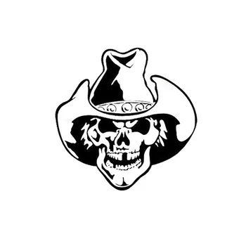 

15.2*15.2CM Fashion Cowboy Skull Car Stickers Personalized Vinyl Decals Covering The Body Black/Silver C7-0989