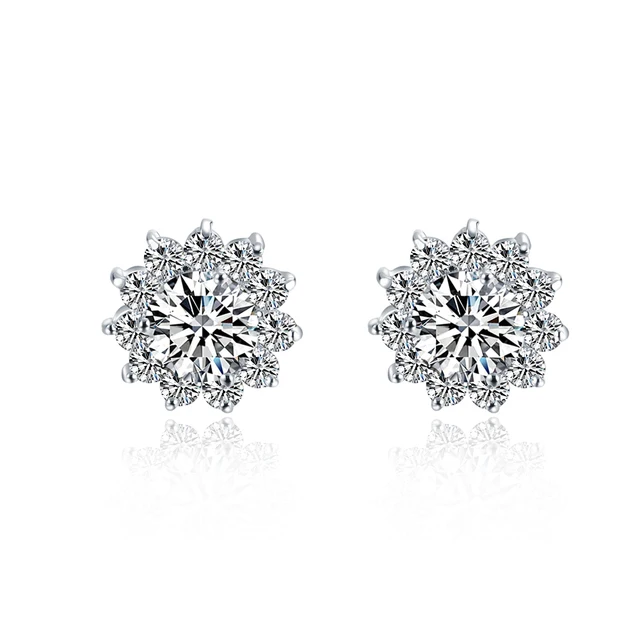 Sunflowers Beautiful 1ct Piece Sona Synthetic Diamonds Earrings For Sunflowers Beautiful 1ct Piece Sona Synthetic Diamonds Earrings For Women Top Quality 925 Silver Luxury
