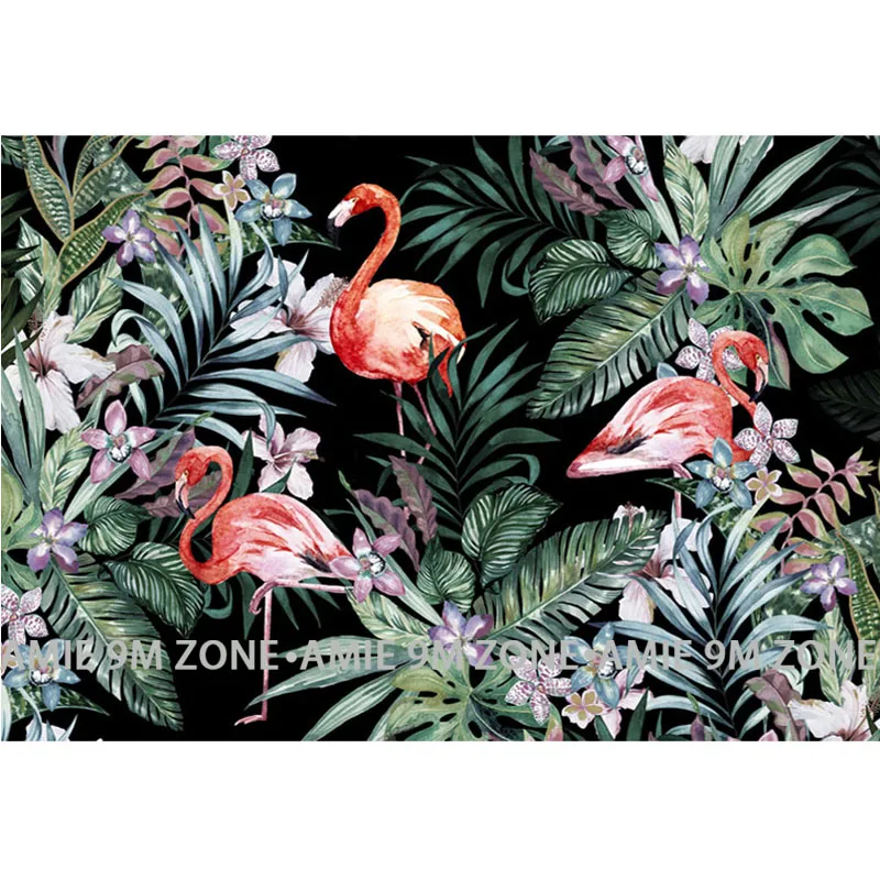 wholesale tropical rainforest and flamingo mural wallpaper for living room kitchen decoration restaurant wallpaper free shipping