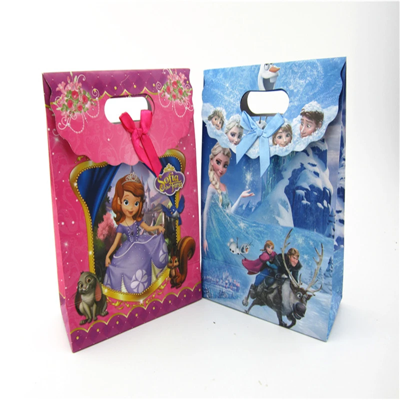 

1PCSDisney cartoon children Frozen Paper tote bag girl boy birthday gift bag student file package cosmetic doll toy shopping bag