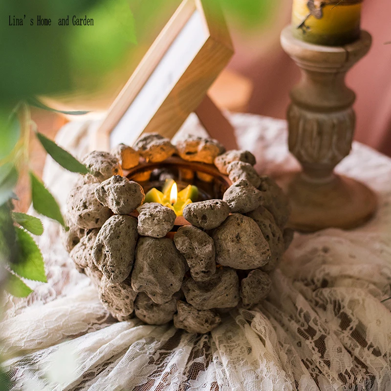 pelelith handmade mini table version Natural Stone Candle Holders (3)
