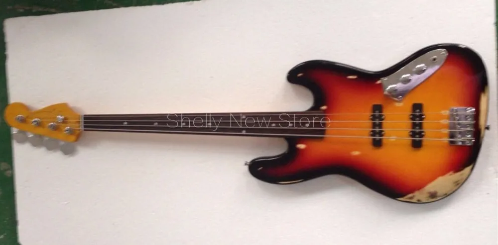 

Shelly new store factory custom old used vintag fade relic bass ebony fretless jaco pastoruis tribute Jazz electric bass guitar