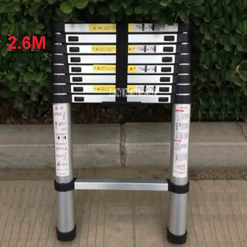 New 2.6 Meters DLT-A Portable Safety Extension Ladder Thick Aluminum Alloy Single-sided Straight Ladder Household 9 Steps Ladder