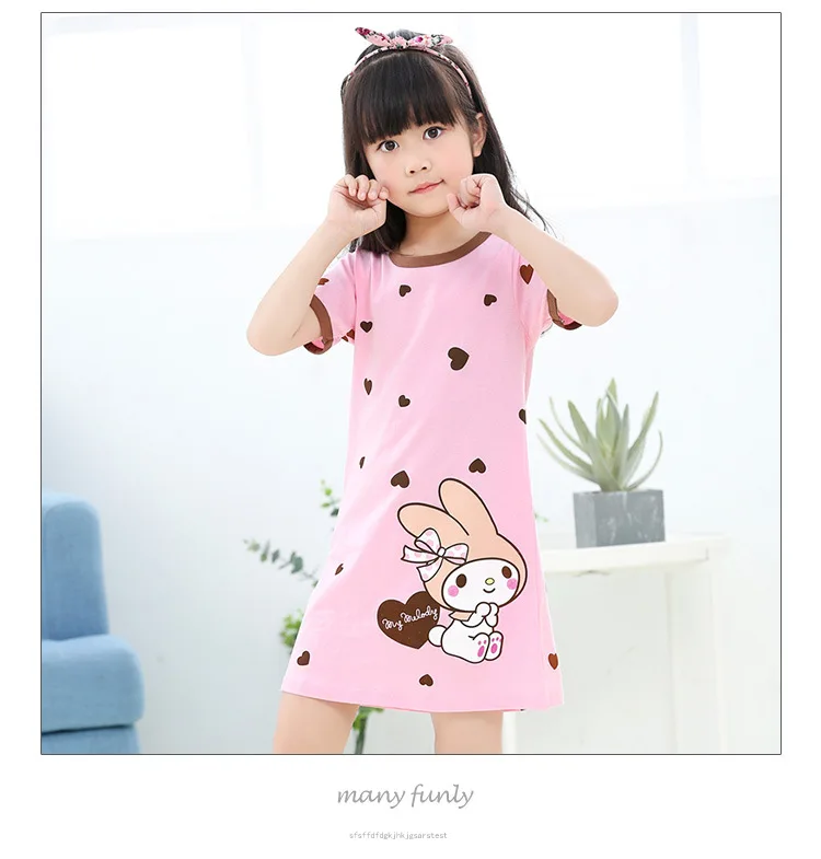 Летняя хлопковая ночная рубашка с единорогом для девочек; Модная одежда для сна; детская одежда для сна; платье для сна; детские пижамы