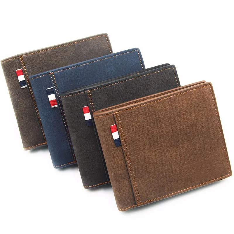 

New Matte Men's Wallet Short Retro Tri-bifold Large Capacity Multi-function Fashion Business Wallet Card Purse Mens Wallet