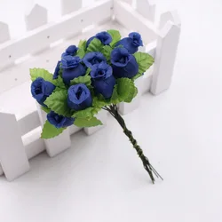 12 - Piece Set of Premium 2cm Silk Rose Bouquet for Wedding Decor and Crafts (Royal blue)