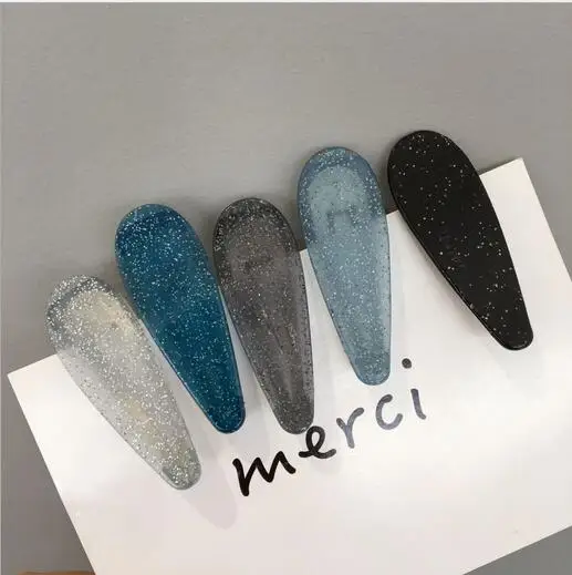 

New Korea Geometric Waterdrop Acrylic Hair Clips Shiny Tin Foil Sequins Hairpins Women Girls Barrettes Hair Accessories