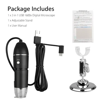 

1600X Digital Microscope Camera 8-LED OTG Magnification Micro-Scope Lens