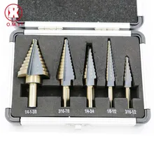 New Arrival High Quality 5pcs/Set HSS COBALT MULTIPLE HOLE 50 Sizes STEP DRILL BIT SET  Aluminum Case