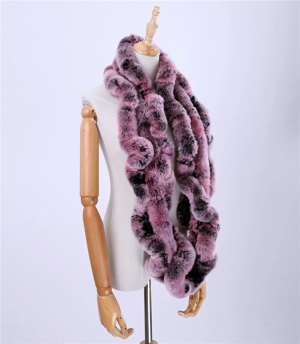 Модный женский зимний Настоящий мех кролика, петля, бесконечность, шарф-хомут, шарф, шарф