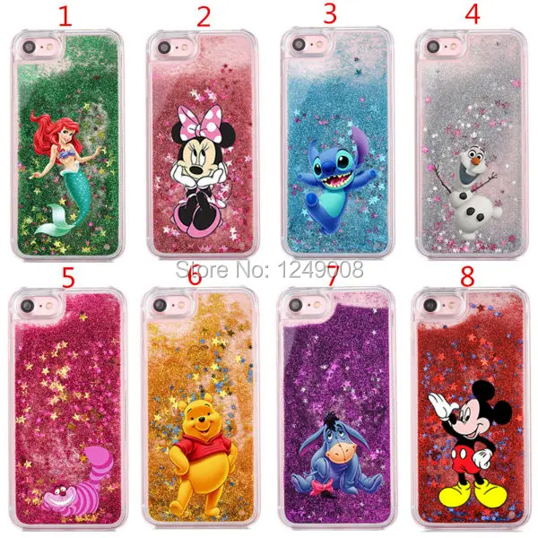 Cute Cat Minnie Mickey Mermaid Stitch Bear Glitter Liquid