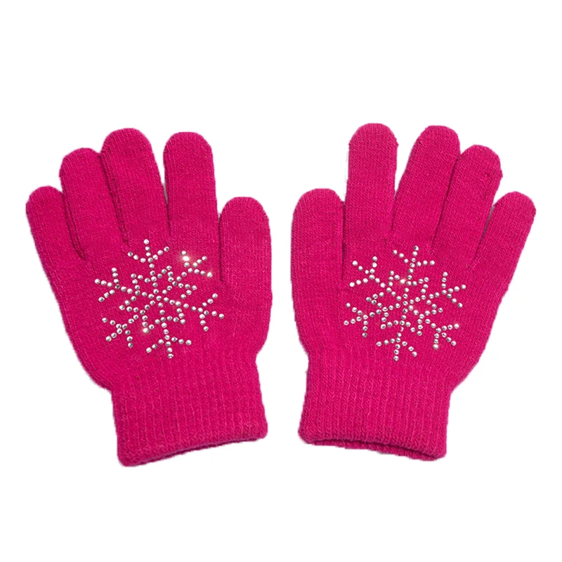 Nasinaya перчатки для фигурного катания для детей, девочек, взрослых, волшебные вязаные варежки, эластичные теплые флисовые перчатки для катания на льду, снежные перчатки для защиты рук 1 - Цвет: rose red