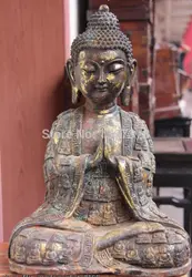 Shitou 00348 17 Тибет Буддизм Народная Храм Старый Бронзовый Rulai Татхагата Будда Шакьямуни Статуя