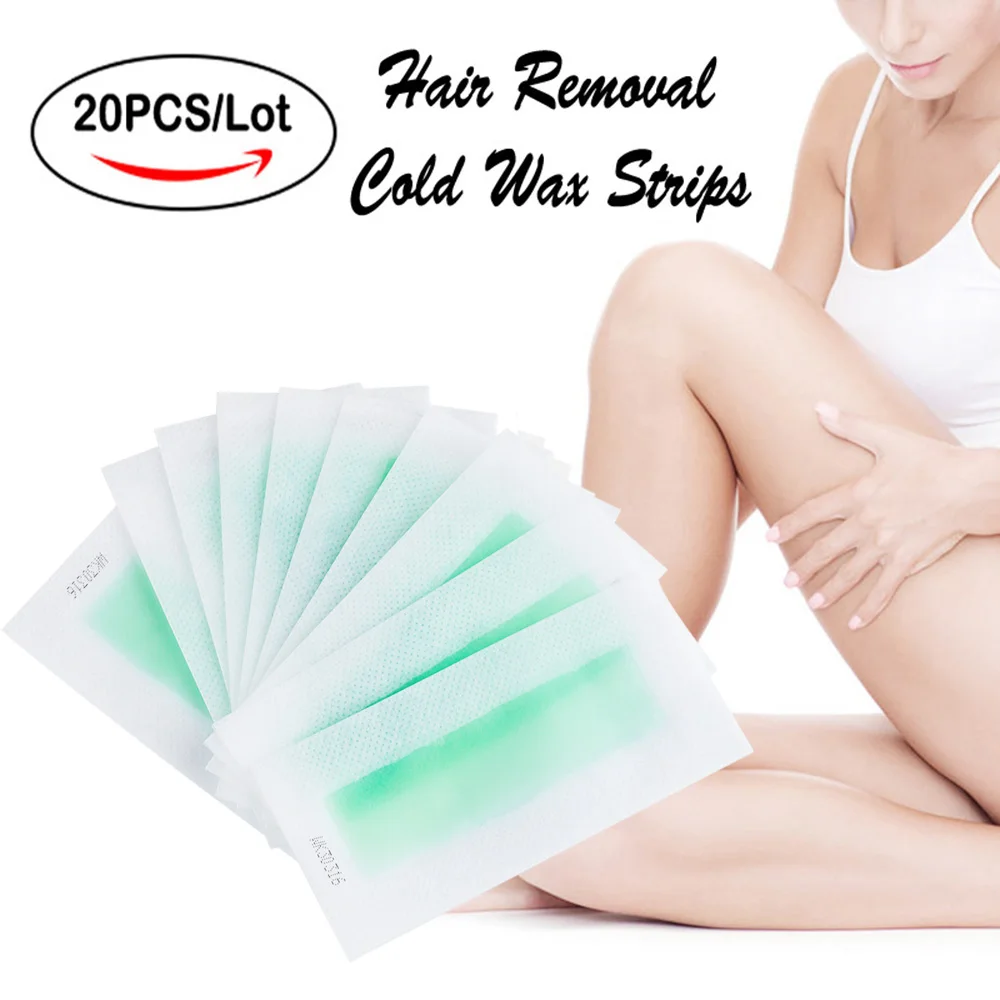 10 Pcs/20 Sides Double Side Hair Removal Cold Wax Strips Paper For Leg Body Facial Hair Wax Papers Depilatory Strips Beauty Tool