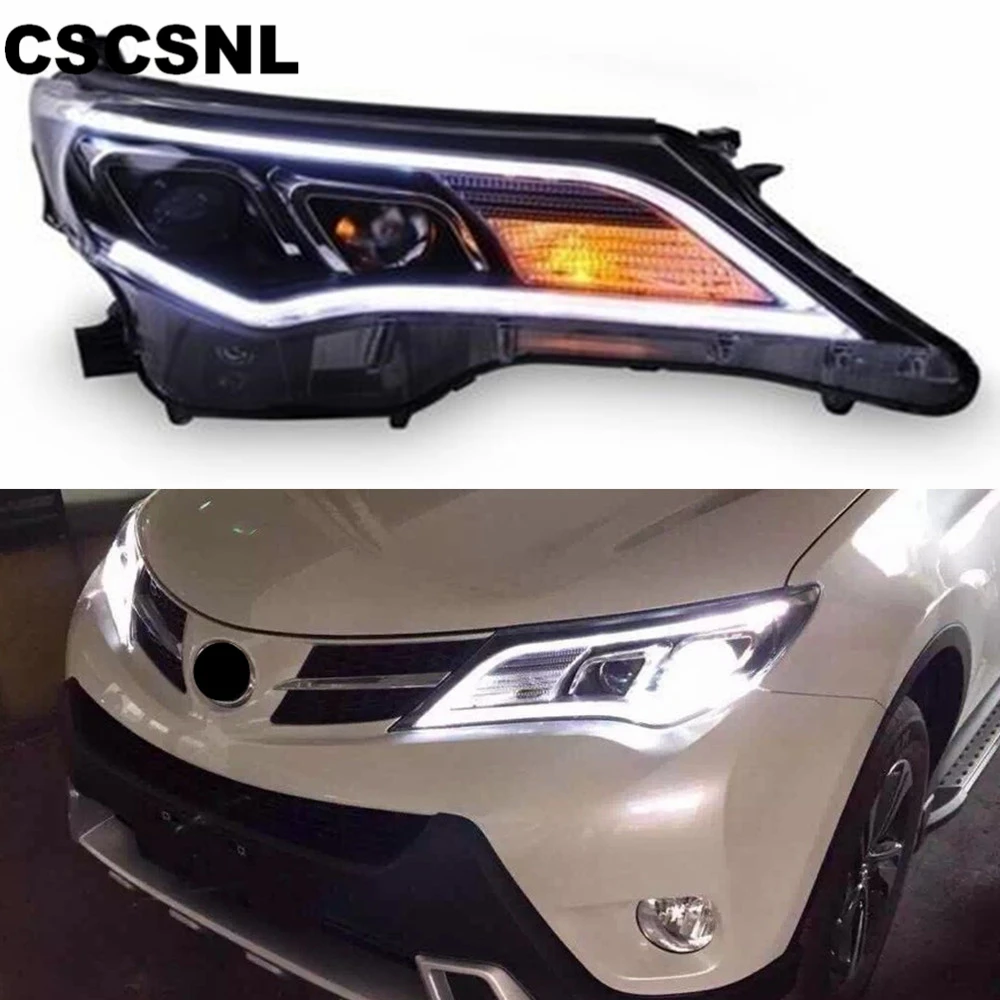 2 шт. для Toyota RAV4 светодиодный ные фары 2013 2014 2015 RAV 4 ДХО Биксеноновые линзы дальний и