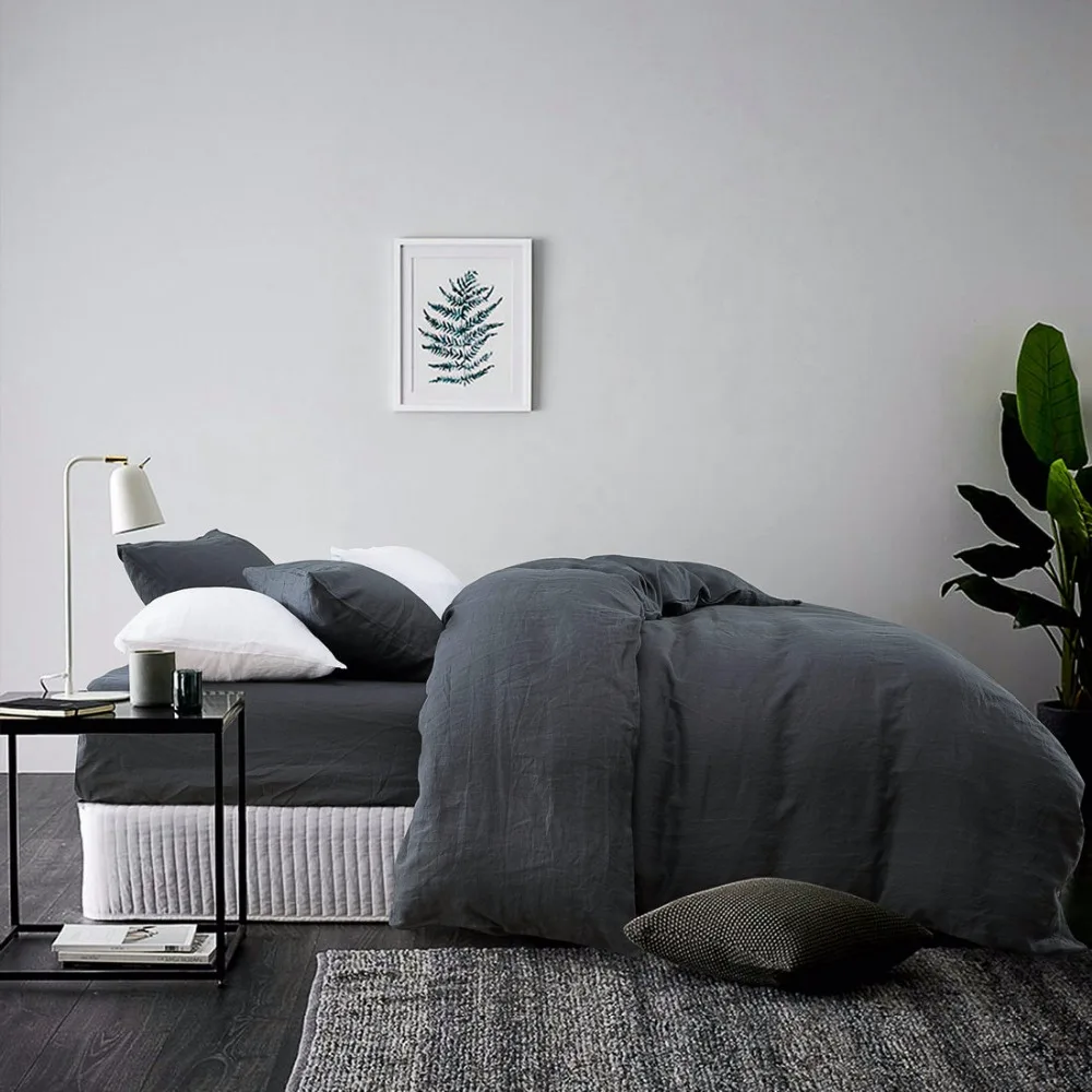 

4pcs Terse Style Pillowcase Linen bed Sets Duvet Cover Sets 100% Pure Linen Waterwash Linen pillowcase ESASILK
