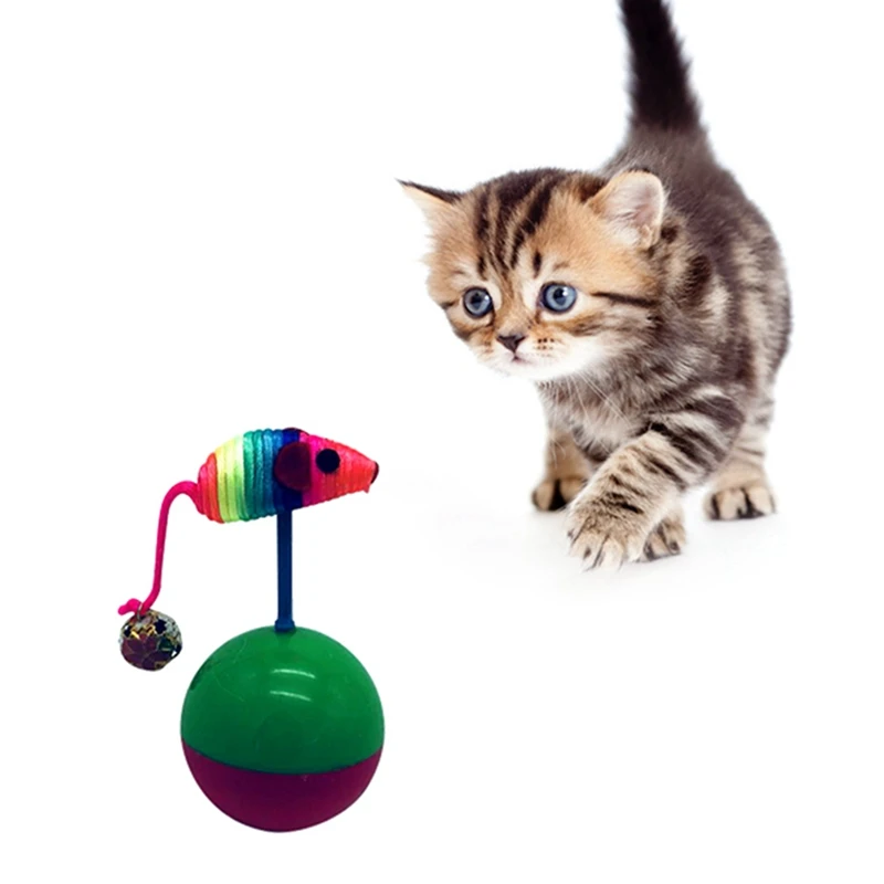 Цвет случайный Pet мяч для котов игрушки неваляшки с разноцветный плюш мышь ворсовая кошачья прокатная игрушка с колокольчиком игрушки для домашних животных