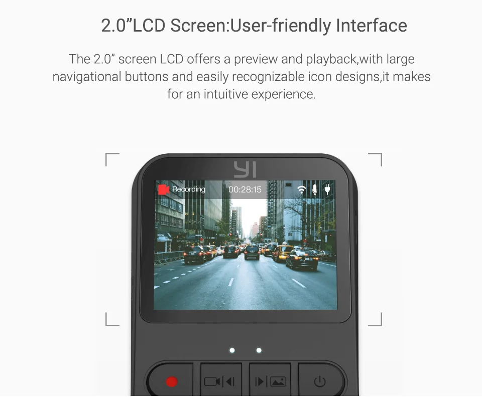YI мини-камера 1080P 140 широкоугольная HD Запись видео 2,0 ''ЖК-экран wifi Встроенная большая апертура международная версия