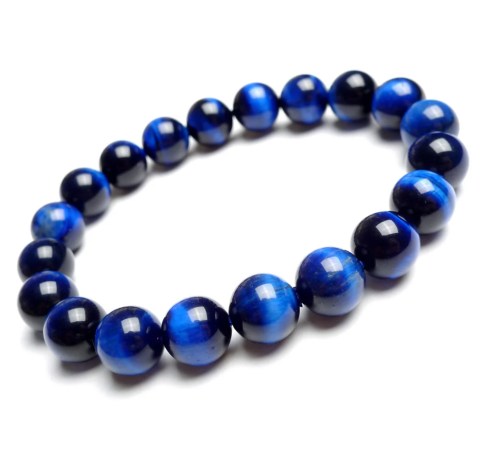 

Top Quality Natural Royal Blue Tiger Eye Gemstone Round Beads Stone Bracelet 10mm Bangles Women Men Reiki Crystal Jewelry AAAAA