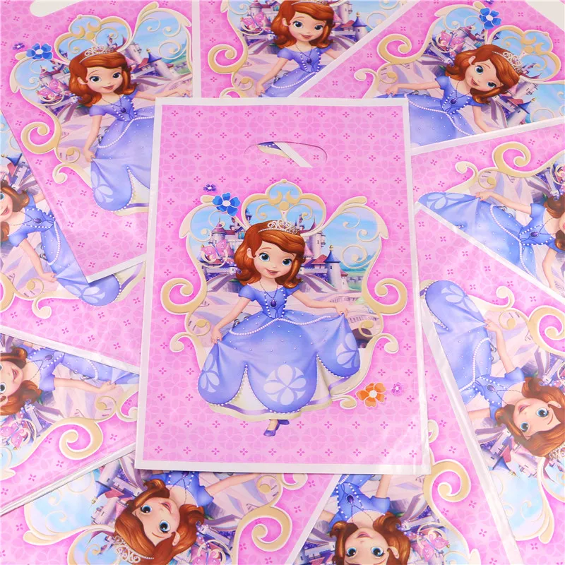 

Princess Sofia Cartoon Portable Plastic Bags Girl Kid Birthday Part/Festival Decoration Supplies Favors Disposable Loot Bag 30pc