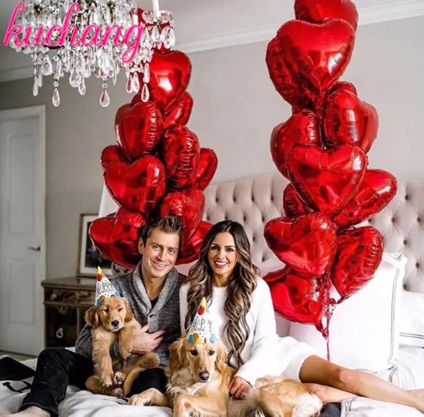 

5pcs 18inch red pink love heart-shaped balloon wedding birthday party decoration I love you to marry pet supplies dog party