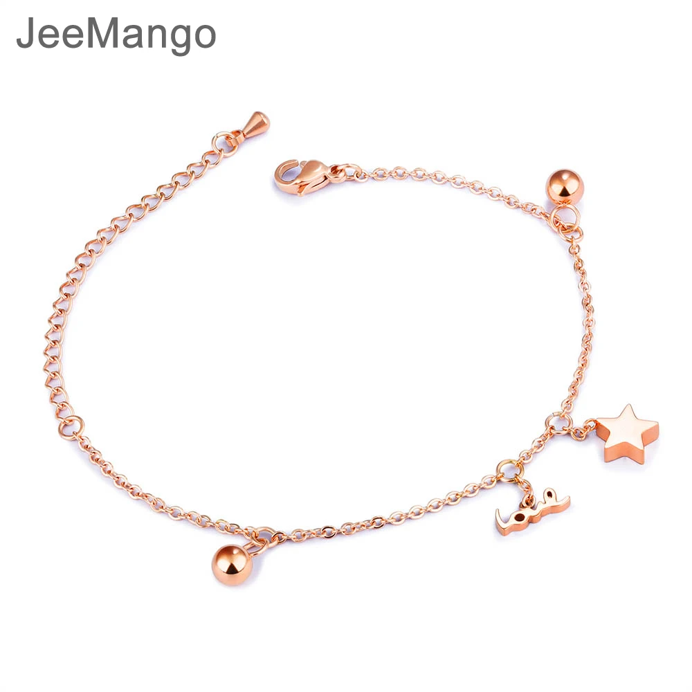 

JeeMango Classic Star Love Beads Charm Bracelet For Girl Trendy Stainless Steel Chain Link Bracelets Jewelry DropShipping OGS863