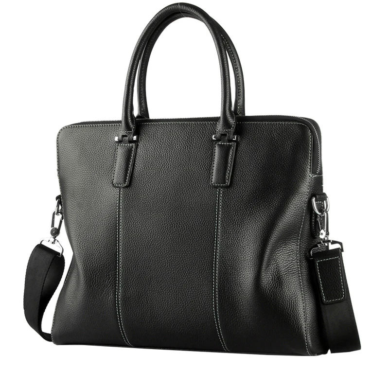 

14" Soft Briefcase Men's Bags Genuine Leather Bag Business Bag Handbag Men Portable Layer Cowhide 2019 New