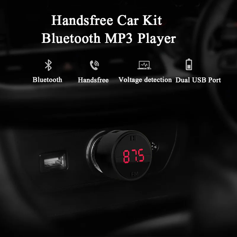 JINSERTA светодиодный Экран Dual USB Зарядное устройство Bluetooth FM передатчик, свободные руки, Автомобильный MP3-плеер Напряжение монитор USB воспроизведения музыки