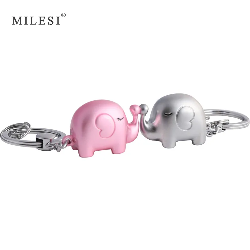 

Milesi Charm Key chain Pendant Cute Couple Keychain Kiss Elephant Keyring Present Sweet Car Keys Trinket Gift For Lovers K0241