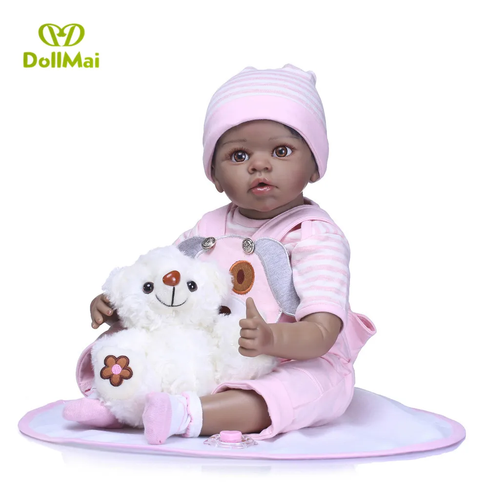

Black dolls reborn baby 55cm silicone reborn baby dolls toys for children Ethnic doll African American newborn babies boy girls