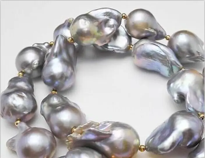 

huge 25mm genuine south seas silver gray pearl necklace 18inch (9.13)