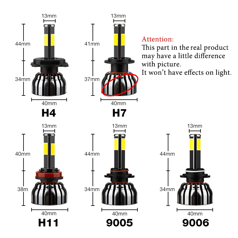 4-сторонняя светодиодная Turbo лампы H7 H4 Canbus лампы Автомобильные светильник 2 шт. светодиодный головной светильник лампочка H4 H1 H11 HB3 HB4 светодиодный без ошибок авто Стайлинг#2