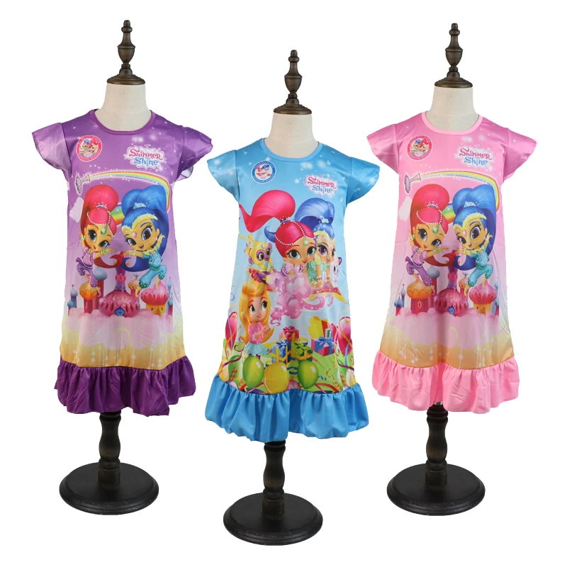 

Baby Girls Summer Pajamas Dress Short Sleeve Cute Cartoon Princess Casual Dress Nightgown 3 4 5 6 7-11 Years Child Girl