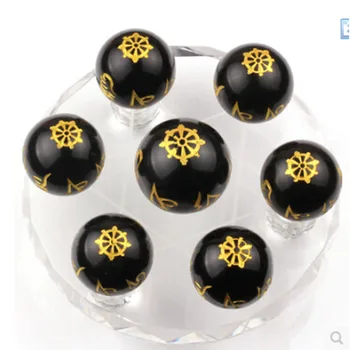 

Seven array of natural obsidian ornaments