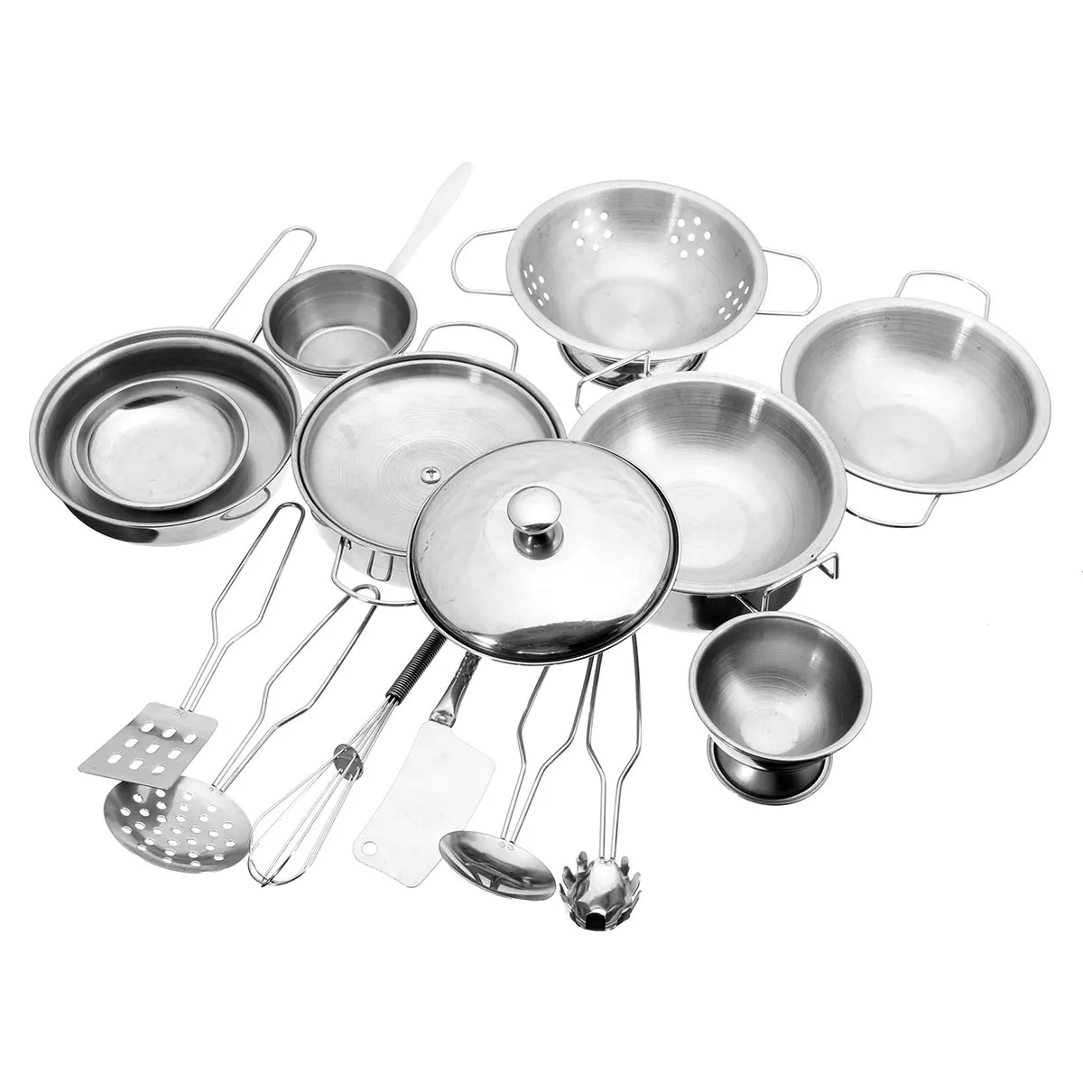 Stainless Steel Kitchen Cooking Utensils Pots Pans Food Gift Miniature