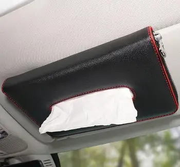 

Car Kit Tissue Box Carbon Fiber PU Car Sun Visor Hanging Type Tissue Cover In Car Styling