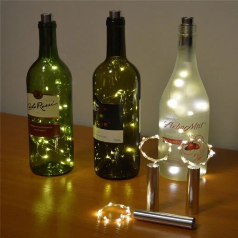 Рождественская лампа для бутылки вина, струнный светильник, медная проволока, для дома, бистро, бутылка вина, лампа, звездный бар, вечерние, свадебные украшения, светодиодное использование AA