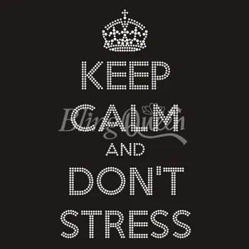 

BlingQueen 25PCS/LOT Korean Rhinestone Transfers Keep Calm and Don't Stress Design
