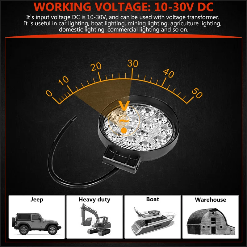 4 inch 42W 48W LED Work Light Offroad Car 4WD Truck Tractor Boat Trailer 4x4 ATV SUV 12 24V Spot Flood 4.2'' LED Driving Light