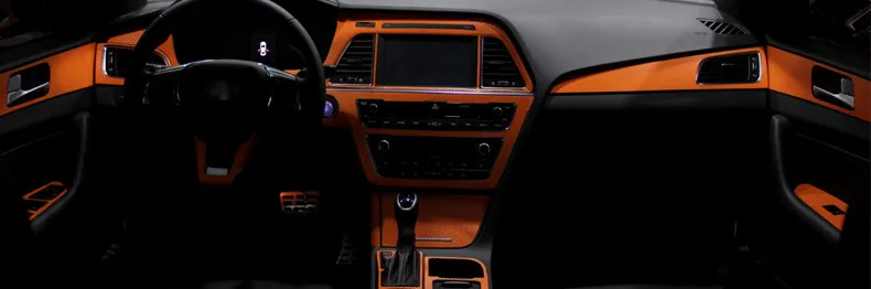 Авто-Стайлинг, абсолютно автомобильный интерьер, центральная консоль, изменение цвета, углеродное волокно, Формовочная наклейка, наклейки для hyundai Sonata 9