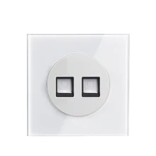 Wallpad L6 White Glass Frame Double Dual RJ45 CAT6 Ethenet Port Computer Data Wiring Outlet Accessory in Single Plate