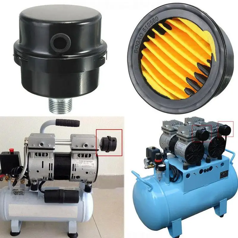 3//8BSP 16mm Thread Air Compressor Intake Filter Muffler Silencer Black Metal S2